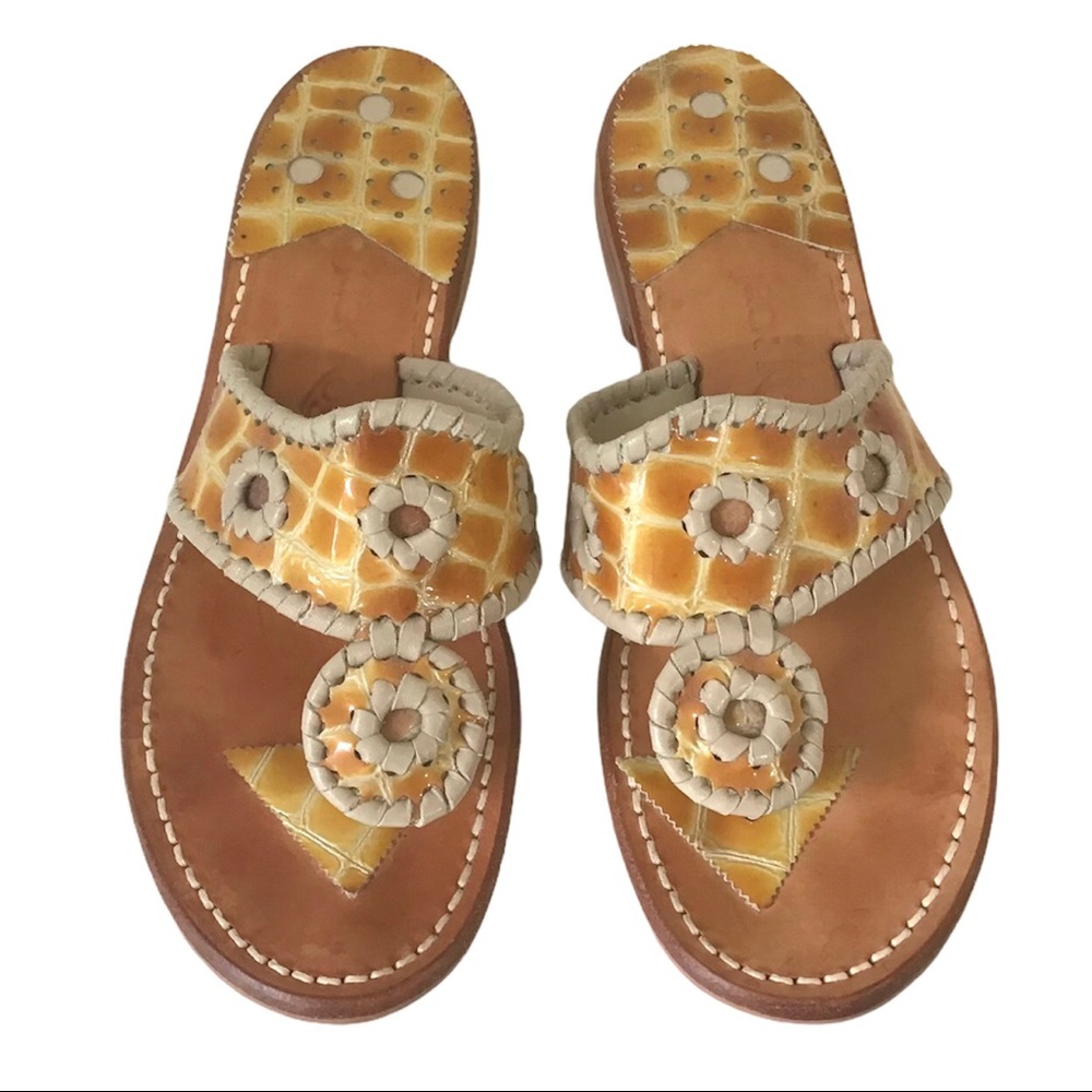 Jack Rogers Thong Sandals Size 6M Classic Whipstitch Design